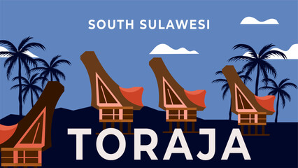 Fototapeta premium Toraja south Sulawesi Indonesia travel card 