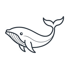 Obraz premium Cute Whale Logo Icon in a Simple Minimalist Outline Style