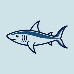 Naklejka premium Cute Shark Mascot Logo in a Friendly Cartoon Outline Style