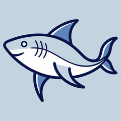 Obraz premium Cute Shark Mascot Logo in a Friendly Cartoon Outline Style