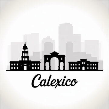 &lrm;Calexico Skyline Silhouette &mdash; A California Border City Vector Illustration