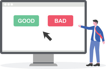 Business decision right or wrong, true or false, correct and incorrect, moral choosing option concept
