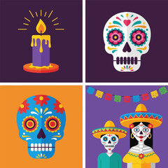 Dia de muertos elements collection, vector illustration