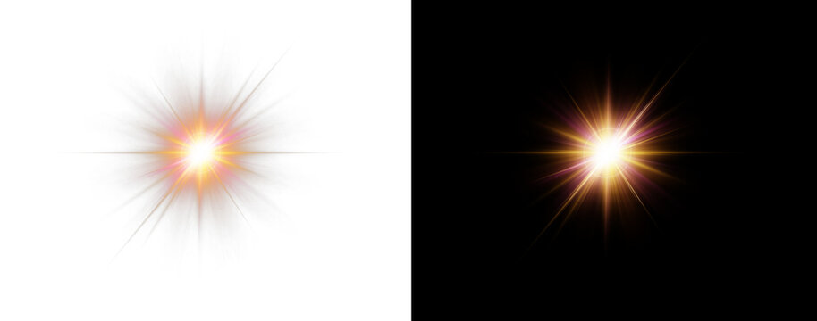 Radiant colorful PNG star with sparkling light and glowing highlights. Bright sparkles create festive and magical visuals. Transparent shining sun with bright flashes adds charm and energy.