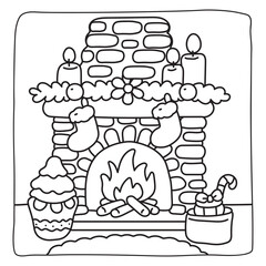 Bold and Easy Cozy Winter Coloring Pages, Cute Christmas Bold and Easy Coloring Pages, Line Art, Vectors Illustration, Black and White, 8.5x8.5