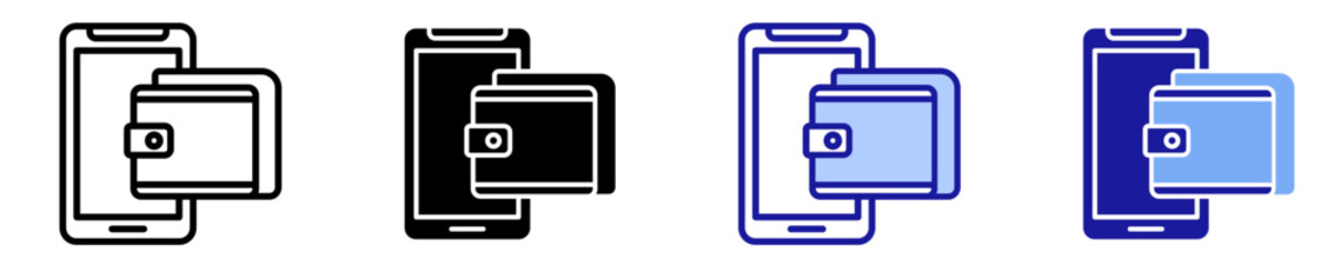 Mobile Wallet  Icon Set Multiple Style Collection

