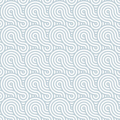 Wave Line Pattern – Seamless Light Blue Curved Motif Resembling Clouds and Flow on White Background