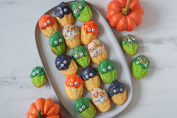 sweet home made french madleines cookies for halloween