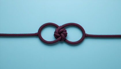 Burgundy Bond – Dark Red Rope on Sky Blue Background