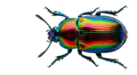 Stunning rainbow beetle with iridescent shell creating vibrant art, perfect for nature posters and unique designs, adding natural beauty to projects