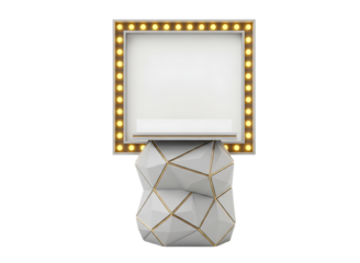 Square marquee sign with geometric base isolated on transparent background