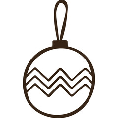 Christmas Ornament Line Art Simple Decorative Bauble with Chevron Pattern Transparent Background