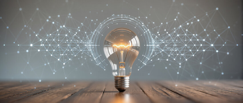 light bulbs concept creative idea with innovative technology and creativity, Concept of idea and innovation