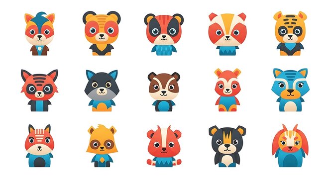 Adorable Animal Avatar Collection - A Whimsical Set of Cartoon Characters.