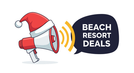 Christmas holiday promotions with megaphone and santa hat icon