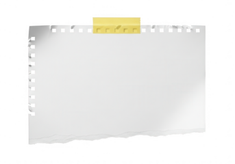 A torn piece of paper a yellow sticky note attached, isolated on transparent background