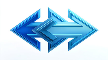 Double Blue arrow 3d icon. Two different direction 3d illustration Stock Illustration