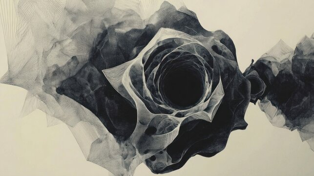 Abstract swirling vortex design in grayscale