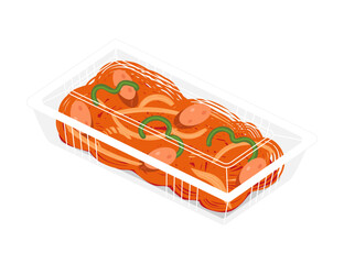 フードパックに入れたナポリタンのイラスト