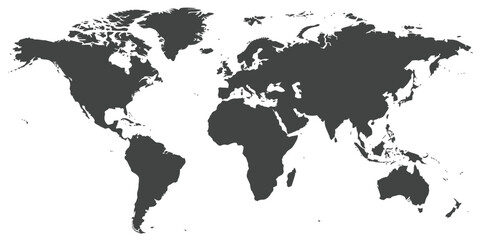 Obraz premium Grey World Map Silhouette Vector. A Flat, Simple Illustration of Earth's Continents for Global Business, Geography, and Travel Concepts.
