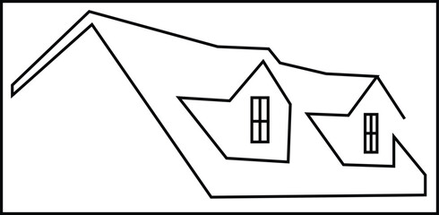 Landscape Village Houses On Hills Mountains Stock Vecto