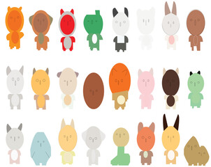 Circle Farm Animal Face Icon Isolated on White Background