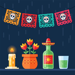 Dia de muertos elements design, vector illustration