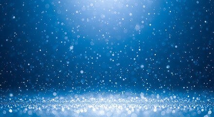 Obraz premium Abstract blue glitter sparkle explosion on dark background with copy space