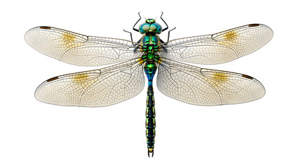 Stunning iridescent dragonfly close-up showcasing nature's intricate beauty and delicate details, perfect for educational materials or artistic projects