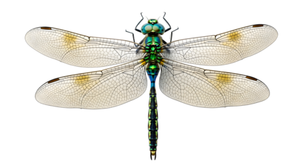 Stunning iridescent dragonfly close-up showcasing nature's intricate beauty and delicate details, perfect for educational materials or artistic projects