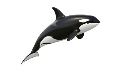 Fototapeta premium Majestic orca whale leaps with grace, a captivating marine predator, symbolizing power and freedom, ideal for wildlife documentaries and ocean conservation campaigns