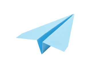 Isolated light blue paper airplane on seamless background, flying and soaring high
