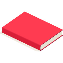 Closed Red Book Isometric View Flat Design Minimalist Illustration Isolated on White Background Study Education Knowledge Learning Symbol