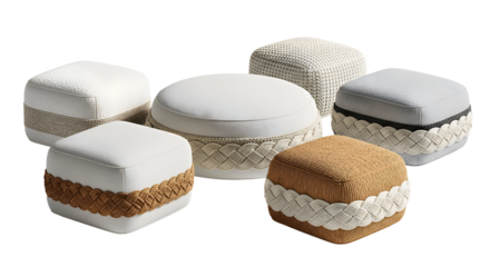 Modern pouf collection for stylish interior design, adding comfort and texture to your living space, perfect for relaxation and contemporary home decor ideas