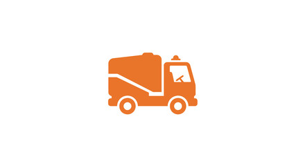 Fototapeta premium Orange silhouette of street cleaning vehicle on white background