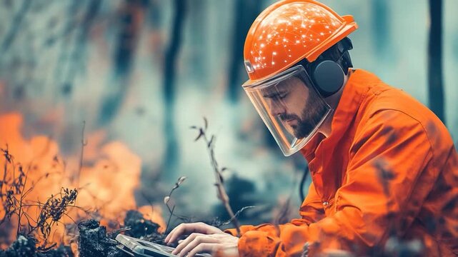 A person sitting with a laptop, likely working or communicating