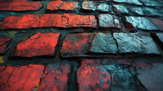 A close-up shot of a red brick wall with texture and imperfections
