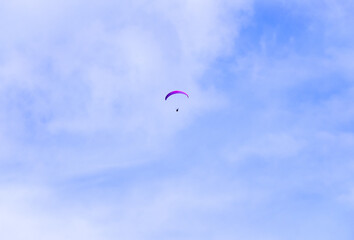 Paragliders high in the sky. Recreational air sports.
