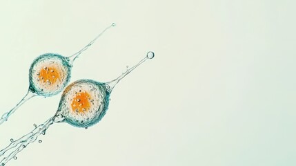 Fototapeta premium Cells dividing and creating dynamic patterns in clear water, showcasing the beauty of nature's reproductive process