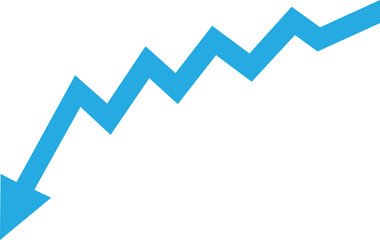 Blue Down Arrow Line Vector — Financial Crisis, Data Decline, and Negative Business Growth Concept
