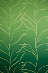 Minimalist botanical pattern with delicate cream leaf veins on gradient green background from deep forest to bright lime, elegant vertical design