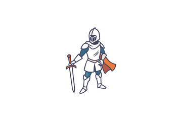 Obraz premium A stylized illustration of a knight holding a sword and shield