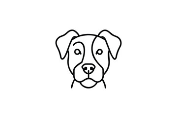 Simple line drawing of a dog s face front view black and white