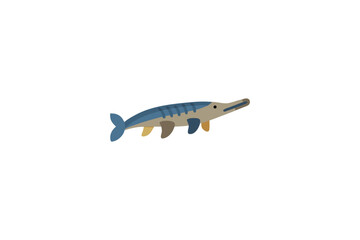 Stylized illustration of a long snouted fish showing a simple aquatic creature