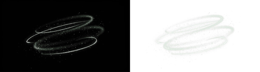 Abstract PNG overlay featuring swirling light trails on contrasting backgrounds, creating a dynamic visual effect for creative design projects and digital artwork