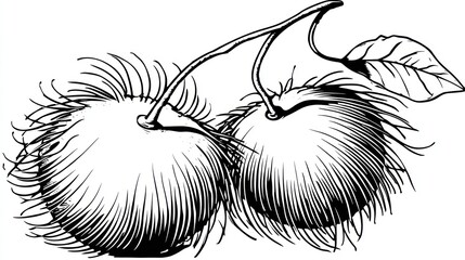 Two rambutan fruits illustration