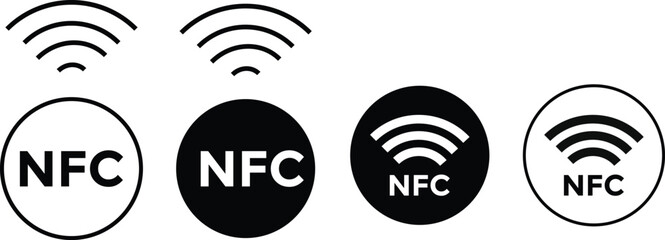 NFC icon. wireless data transfer nfc technology sign. Contactless payment. Cashless card payment