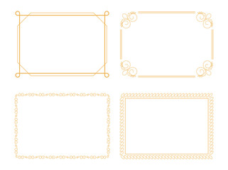 Set of four golden ornate frames, perfect for adding a touch of vintage elegance to invitations, certificates, or any design project