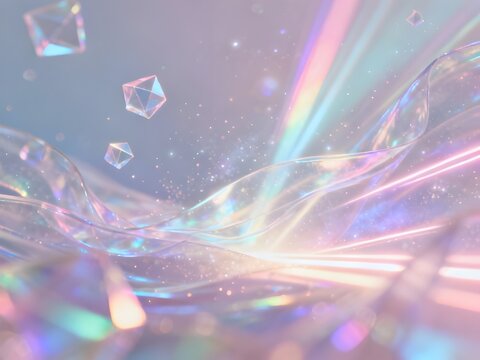 Dreamy holographic abstract transparent modern background graphics - Powered by Adobe