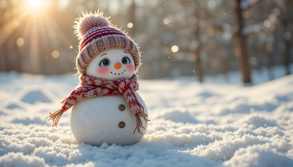 Obraz premium Snowman in winter snow